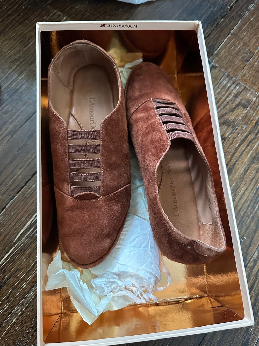 L'Amour Des Pieds Women’s Brown Suede Wedge Slip-Ons